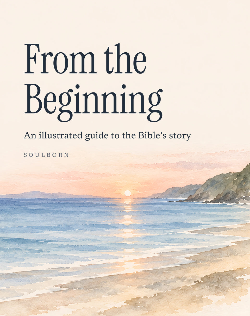 From the Beginning paperback cover, with a watercolor sunrise over the sea