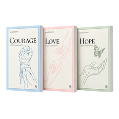 Set Courage Love Hope — angled book view on a transparent background